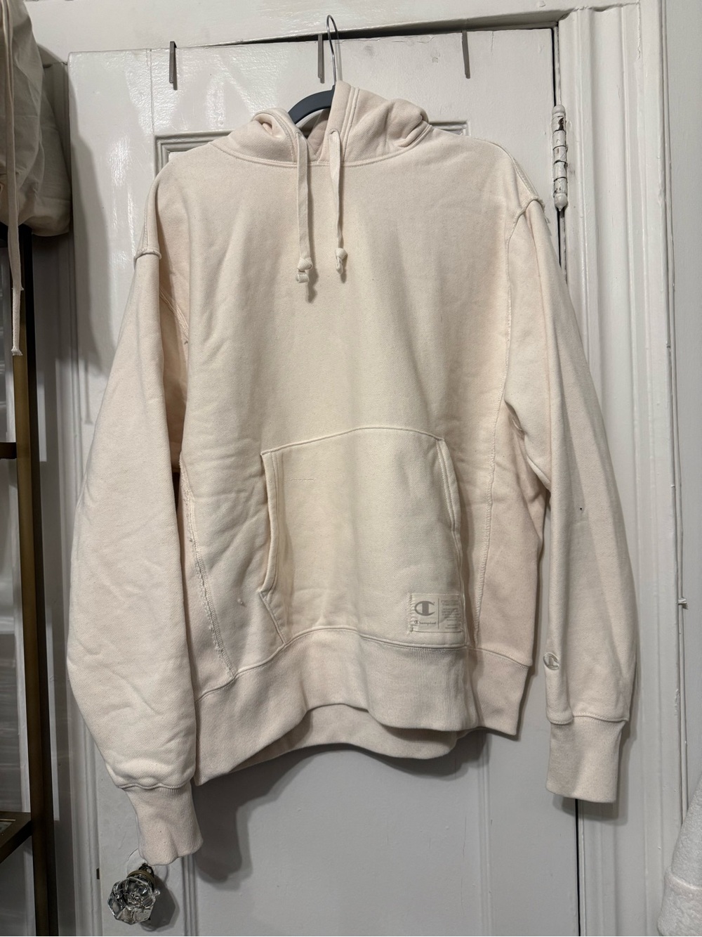 Champion Men's Off-White Reverse Weave Pullover Hoodie